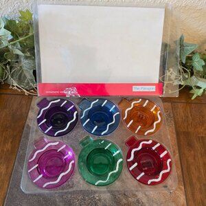 The Paragon set of 6 Multi-colored Glass Ornament Shaped Votive Holders